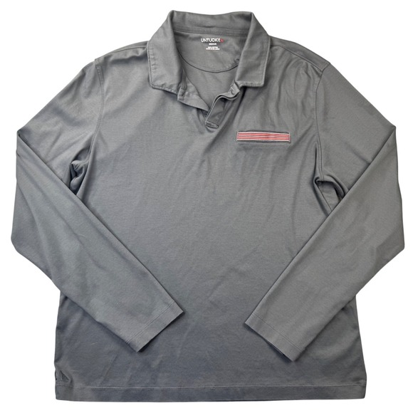 UNTUCKit Men's Damaschino Long Sleeve Polo Shirt with Pocket Gray Medium - Picture 2 of 9